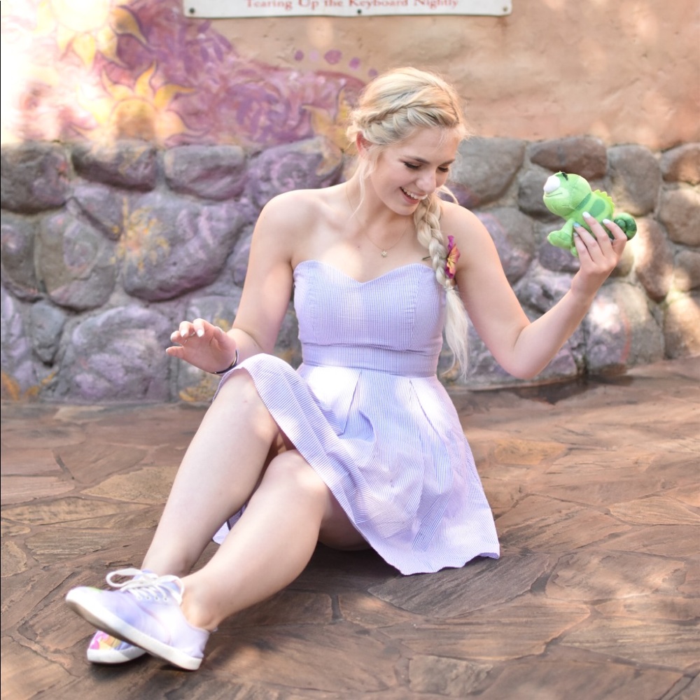 Lauren James Purple Strip Tie Back Corbin Dress - SIZE medium